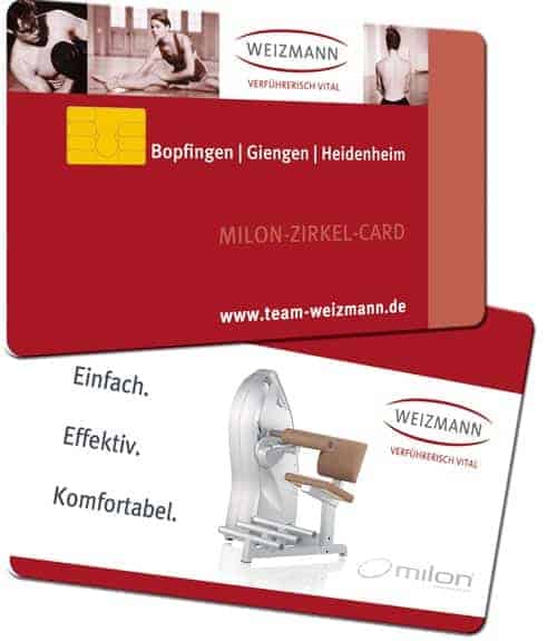 Chipkarten für Trainingszirkel milon Weizmann