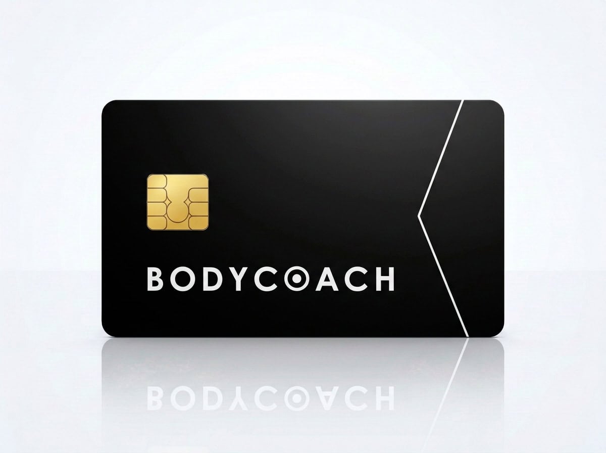 Schwarze BODYCOACH Plastikkarte mit goldenem Kontaktchip